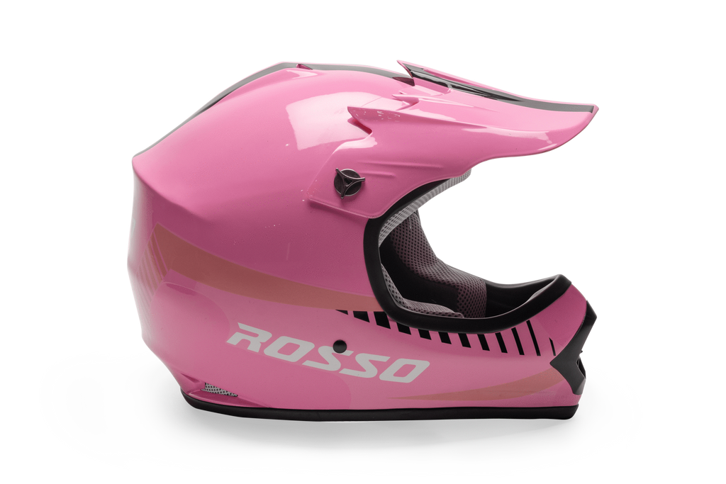 Rosso Motors Off Road Motocross ATV Helmets For Kids in Pink DOT Approved