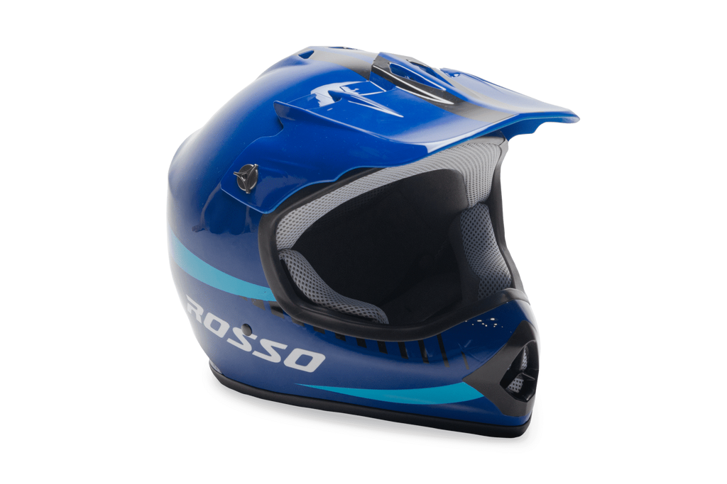 Rosso Off Road Motocross ATV Helmets For Kids in Blue DOT Approved