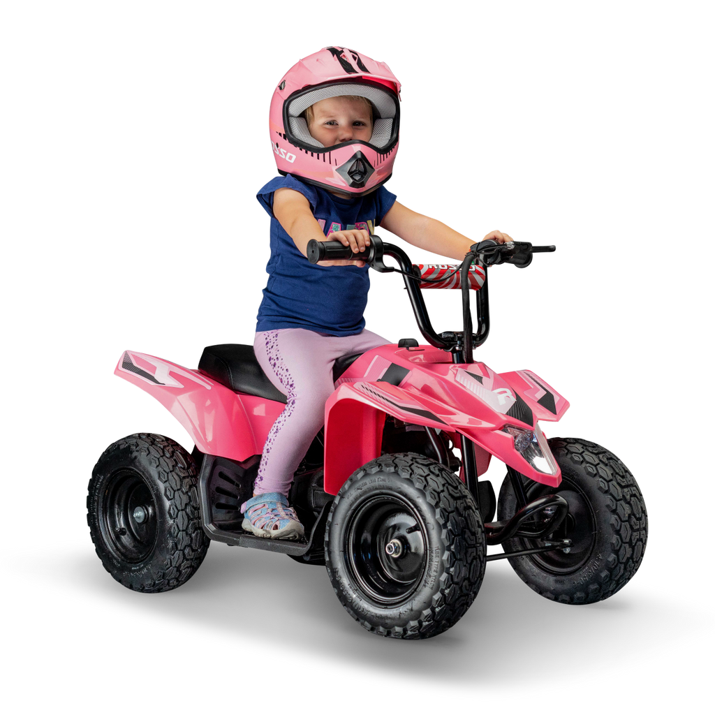 Electric Pink Four Wheeler For Girls Rosso Motors Equad Atv Rosso Motors Canada 0494