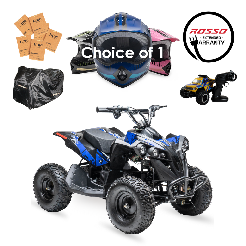 Rosso eQuad Q 4-wheeler Bundle - Blue Decals Featured – Rosso Motors Canada