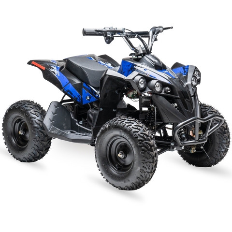 Rosso eQuad Q 1000W ATV 4 Wheeler for Kids - Blue Decals Featured