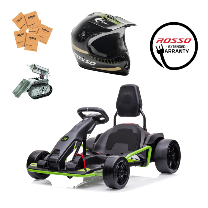 Rosso M3 ride-on Go Kart Bundle for Kids - Onyx Lime